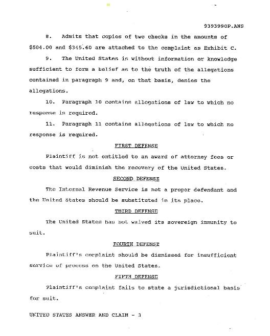 United States answer to claim - page 3